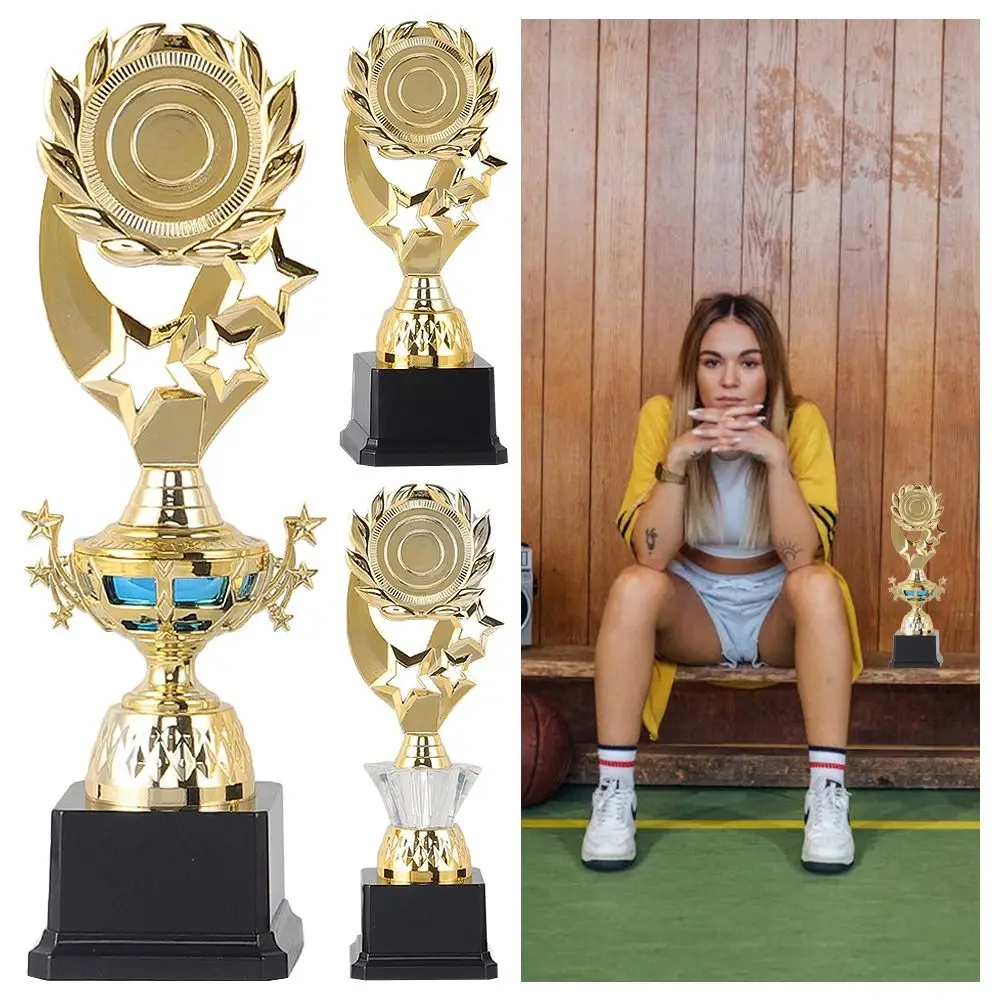 Golden Award Trophy Plastic Star Reward Prize Cup Singing Dancing Competition Football Small Gold Statue