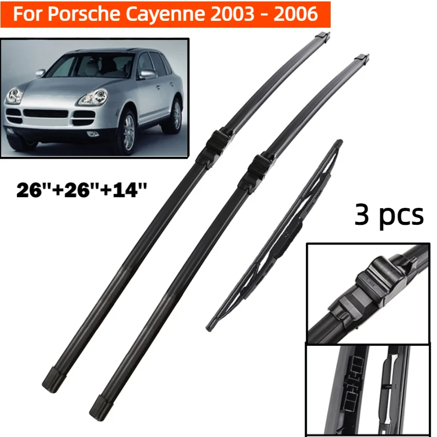 ZHANGU Wiper LHD Front & Rear Wiper Blades Kit Set For Porsche Cayenne 2003 - 2006 Windshield Windscreen Window 26