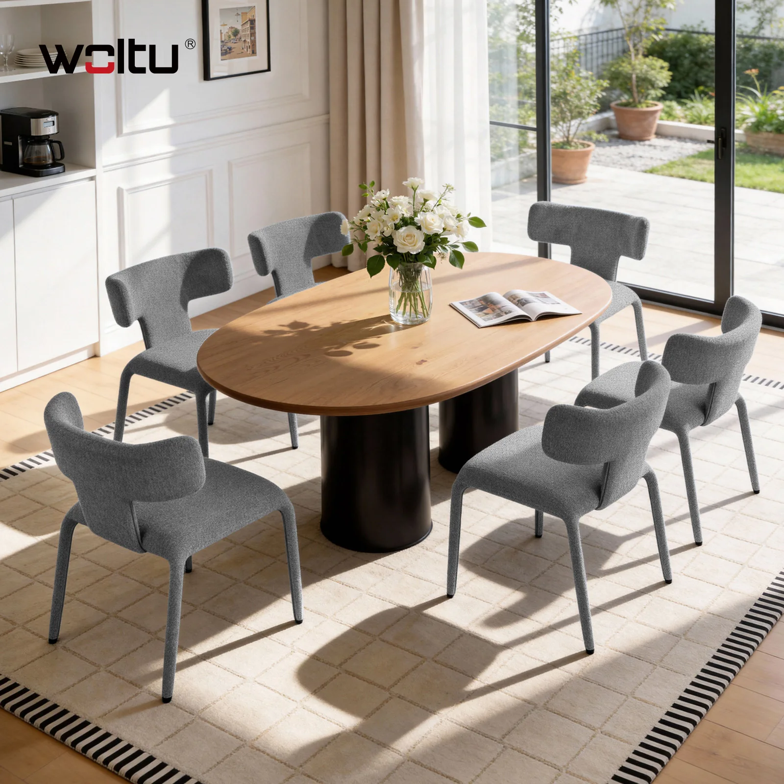 WOLTU 2 Stück/Set ergonomische Esszimmerstühle, Kunstleder/Leinen, Küchenstühle, Metallrahmen, Rückenlehne für Wohnzimmer, Schlafzimmer, Restaurant – Detail 19