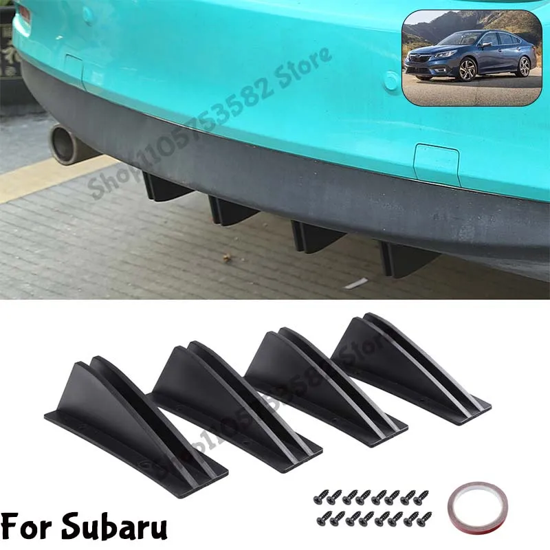 For Subaru Rear Bumper Shark Fin Diffuser Carbon Fiber Lip Spoiler Airflow Anti-Collision Protector