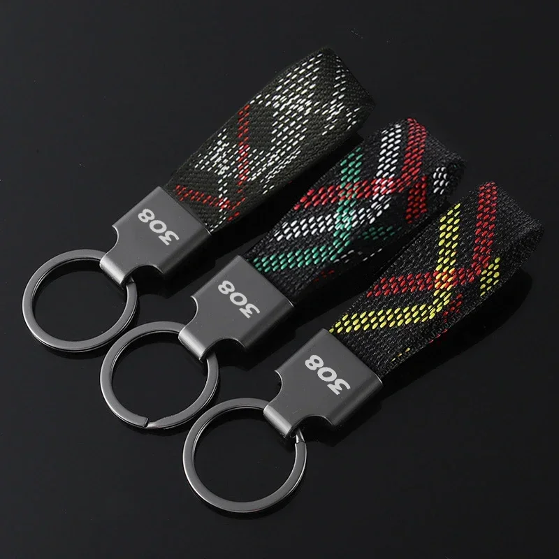 Oxford webbing Keyrings Car Logo Key Chains Rings Holder for Peugeot 308 Logo 406 405 205 206 5008 208 408 508 407 107 307