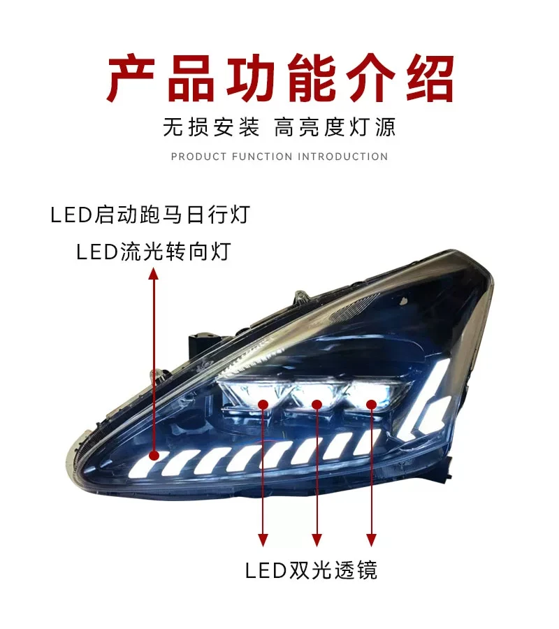 Car headlights For Nissan Tiida Head lamp 2011 2012 -2015 Modified to New DRL Dynamic Turn Signal LED Headlight Auto Accessories