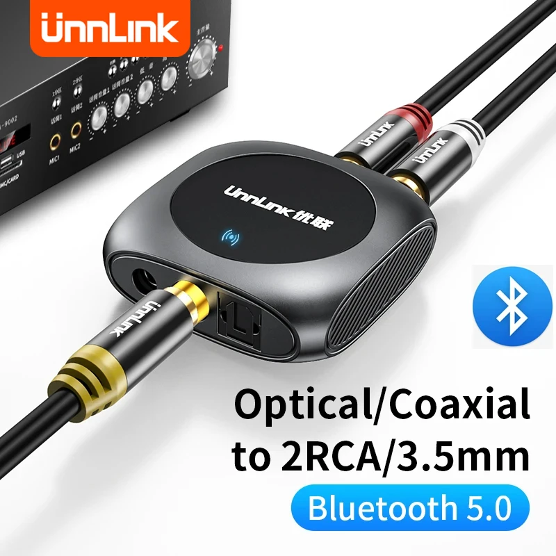 Unnlink DAC Audio Konverter Digital zu Analog Adapter Bluetooth 5,0 optische Koaxial SPDIF zu RCA 3,5mm Buchse Audio verstärker