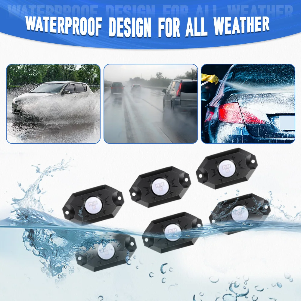 

4/6pcs Set 12 V RGB LED Rock Lights Atmosphere Lights Car Wheel Lamp Accessories for Cars, Trucks, Motorcycles, ATVs