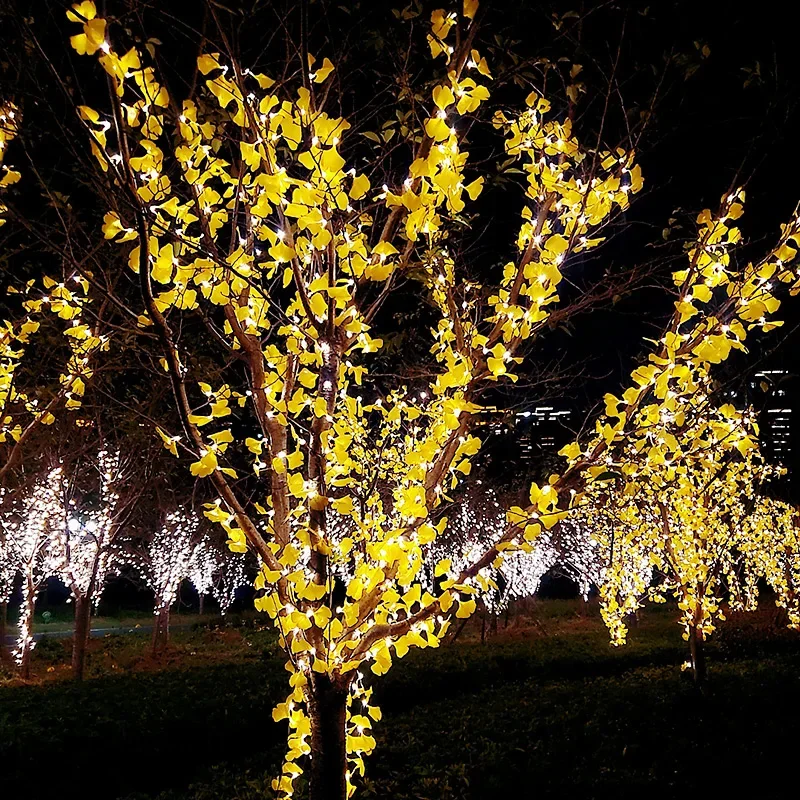 

led small lanterns flashing lights string lights outdoor waterproof starry lights tree layout decoration ginkgo leaf