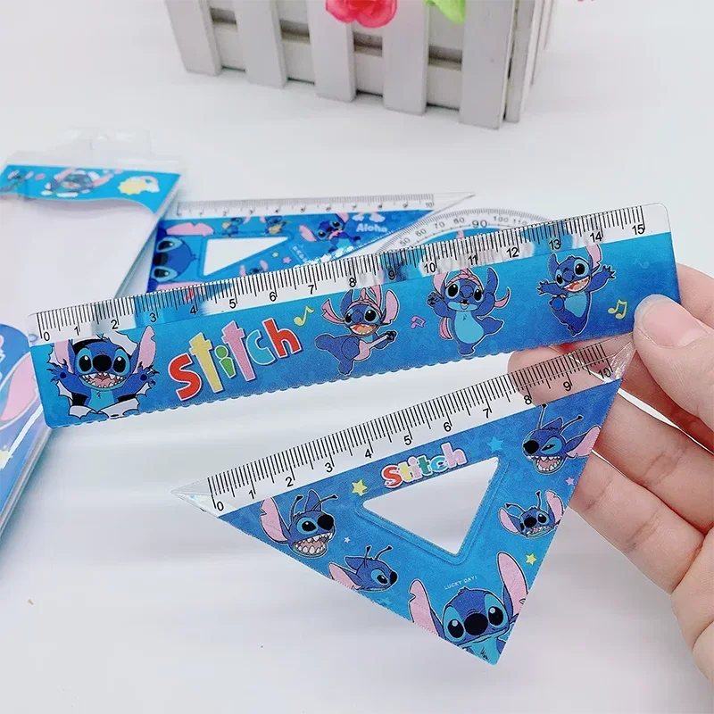 Disney Stitch Creative Ruler Sets Student Study Stationery Cute Rulers Triangle Protractor School Supplies Wholesale Kid Gift