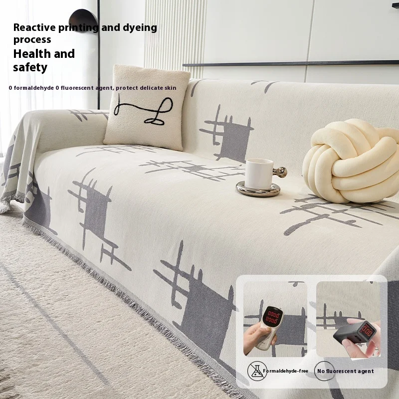 Chenille Sofa Throw Blanket Anti-Scratch Cat Dog Sofa Slipcover Four Season Universal Couch Towel for Living Room Home Hotel