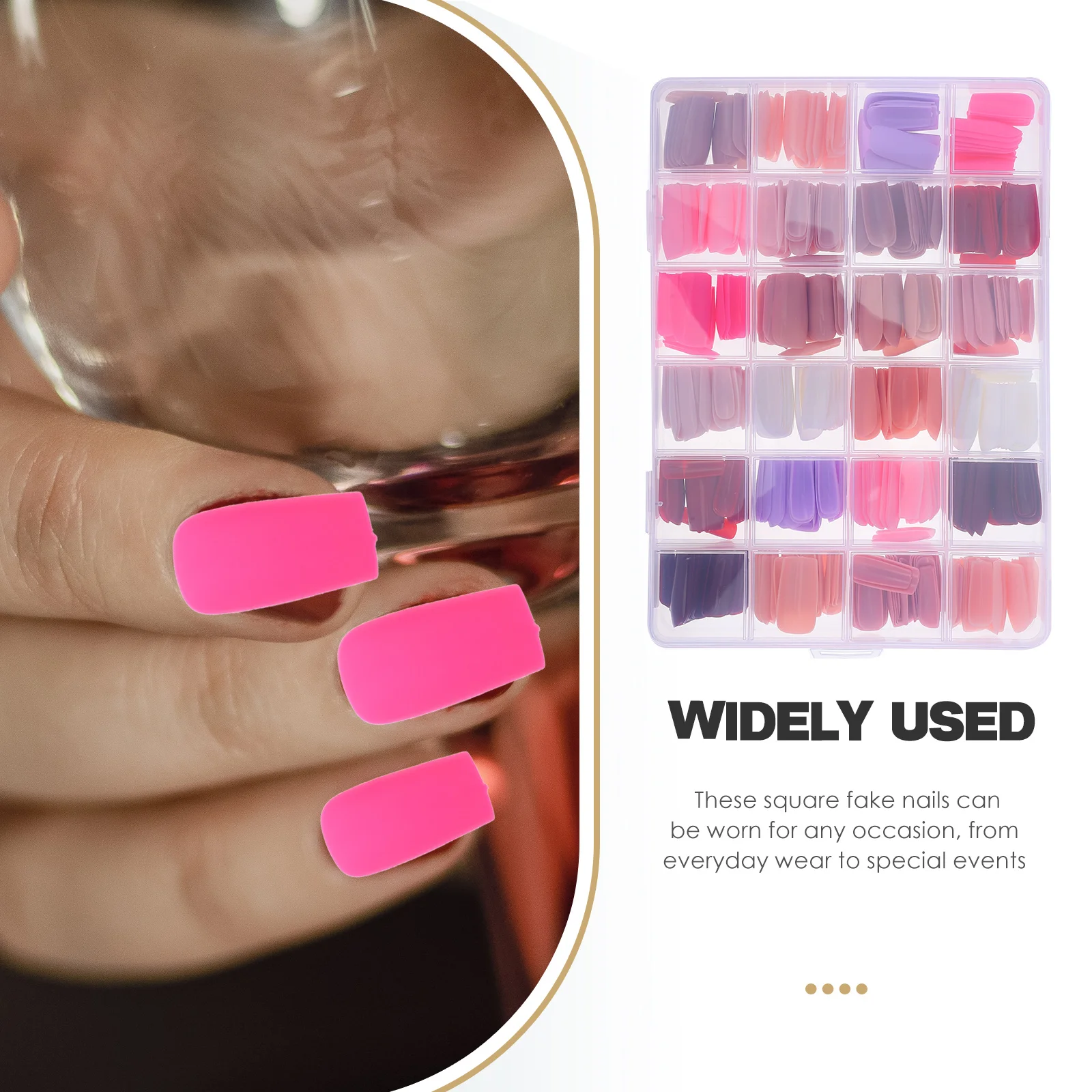 

Press On Nails Square Coffin Artificial Fake Nail Tips Wearable Decorative Manicure Nail Art Supplies