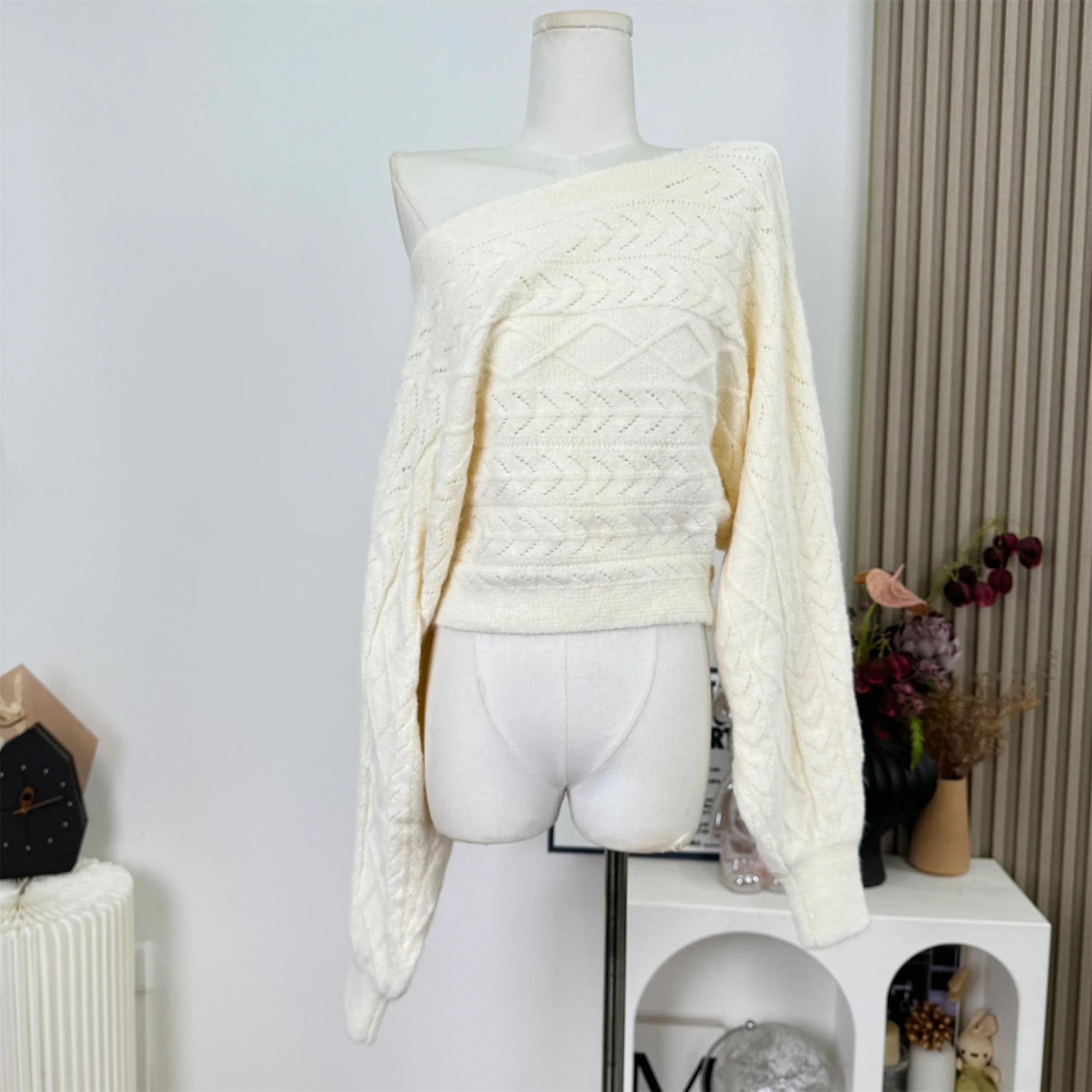 Maglione solido da donna in misto lana moda coreana Y2k manica lunga autunno inverno casual pullover twist allentati C113