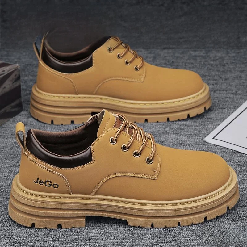 

Men's Work Shoes 2025 Autumn Wear Resistant Waterproof Non Slip Kitchen Labor Protection Boots Trendy Low Help Skateboard