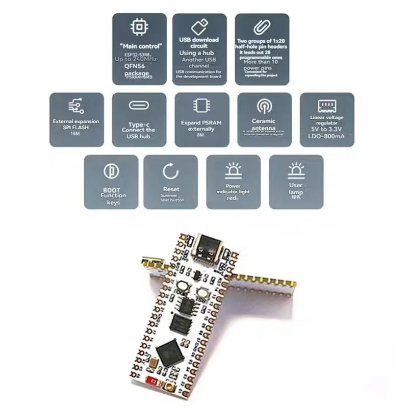 B47C ESP32-S3-N16R8 NANO-ontwikkelbord met WIFI Bluetooth-module gebaseerd op ESP32-S3 voor Arduino-projecten