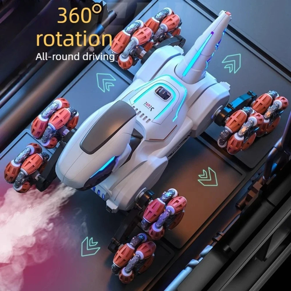Eight Wheel Dinosaur Mechanical Spray Stunt Vehicle Electric Remote Control Climbing Toy Car Perfect Birthday Holiday Gift