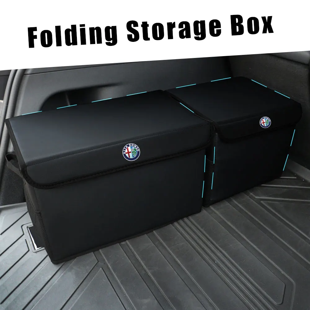

Car Trunk Organizer Box Witn Handle Lid Car Badge Storage Box Foldable For Alfa Romeo 159 164 166 Giulietta Stelvio MiTo Giulia