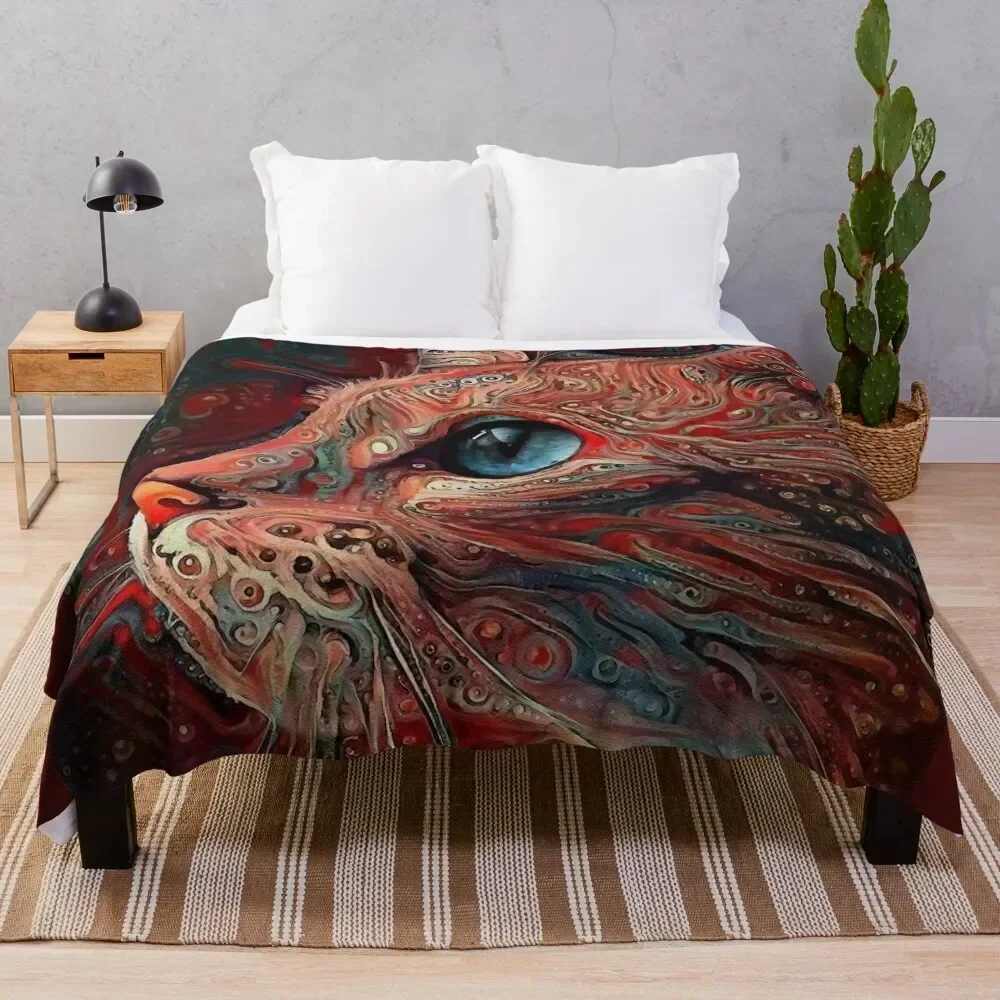 

Délia, cat, chat, cat, lea roche paintings Throw Blanket Large warm for winter Blankets