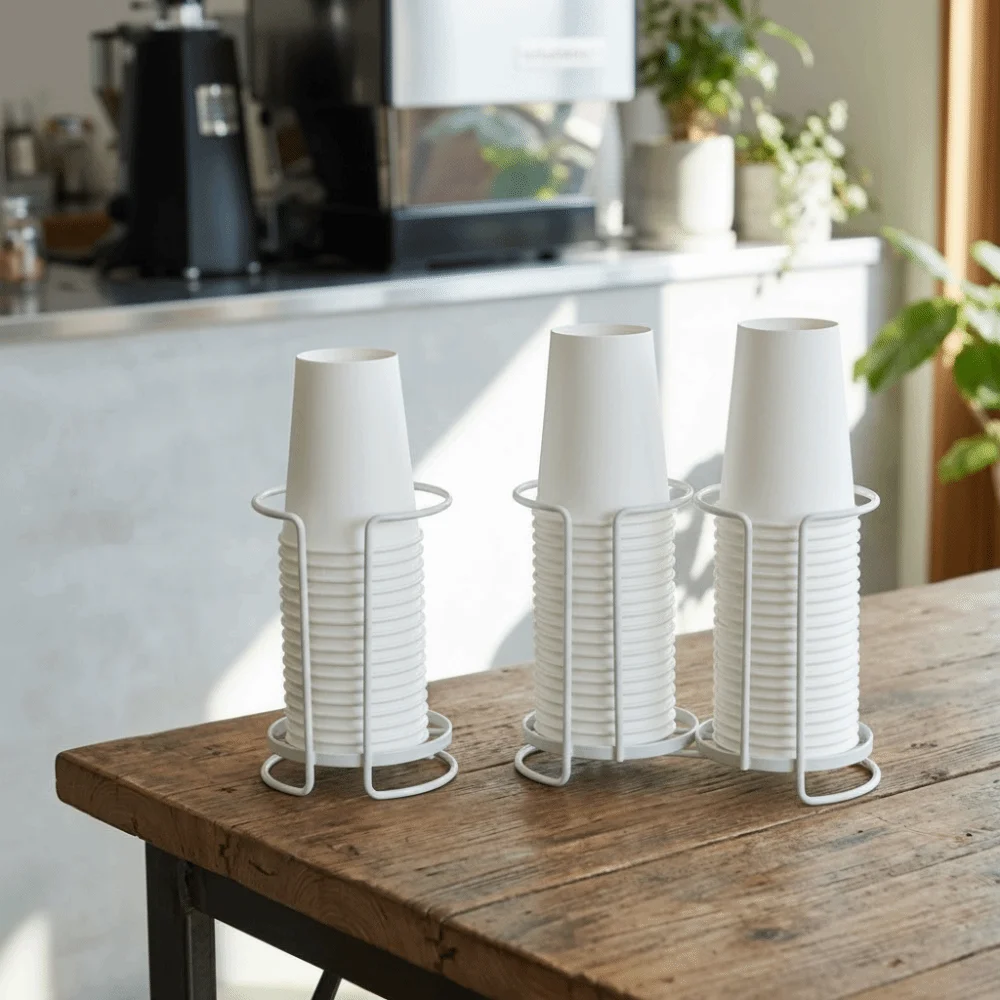 Durable Metal Cup Rack Large Capacity Hollow Out Design Cup Holder Dispenser Single Layer Double Layer Cup Storage Shelf