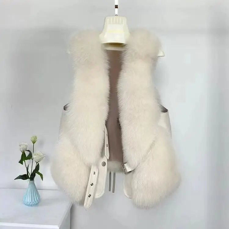 Fur Vest Women's Short and Popular Imitation Fox Fur with Cotton High-end Fur Splicing Vest Jacket for Women