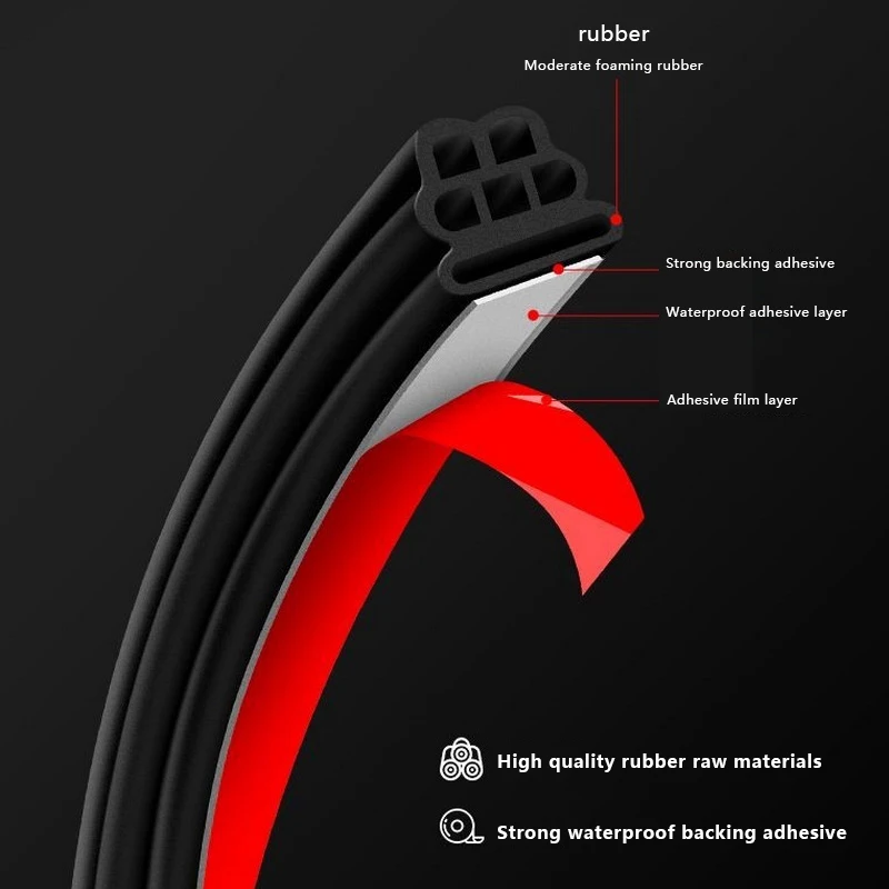 Universal 5M Auto Car Door Trunk Sael Strip Rubber Weather Strip Easy Installation and Weatherproof Protection