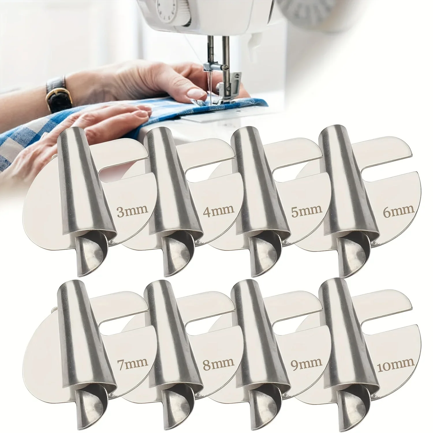 Neue Nähen Gerollt Säumer Fuß Set 3-10mm Breite Gerollt Druck Fuß Nähmaschine Hause Industrielle Gebogene Scroll säumer Fuß Werkzeug