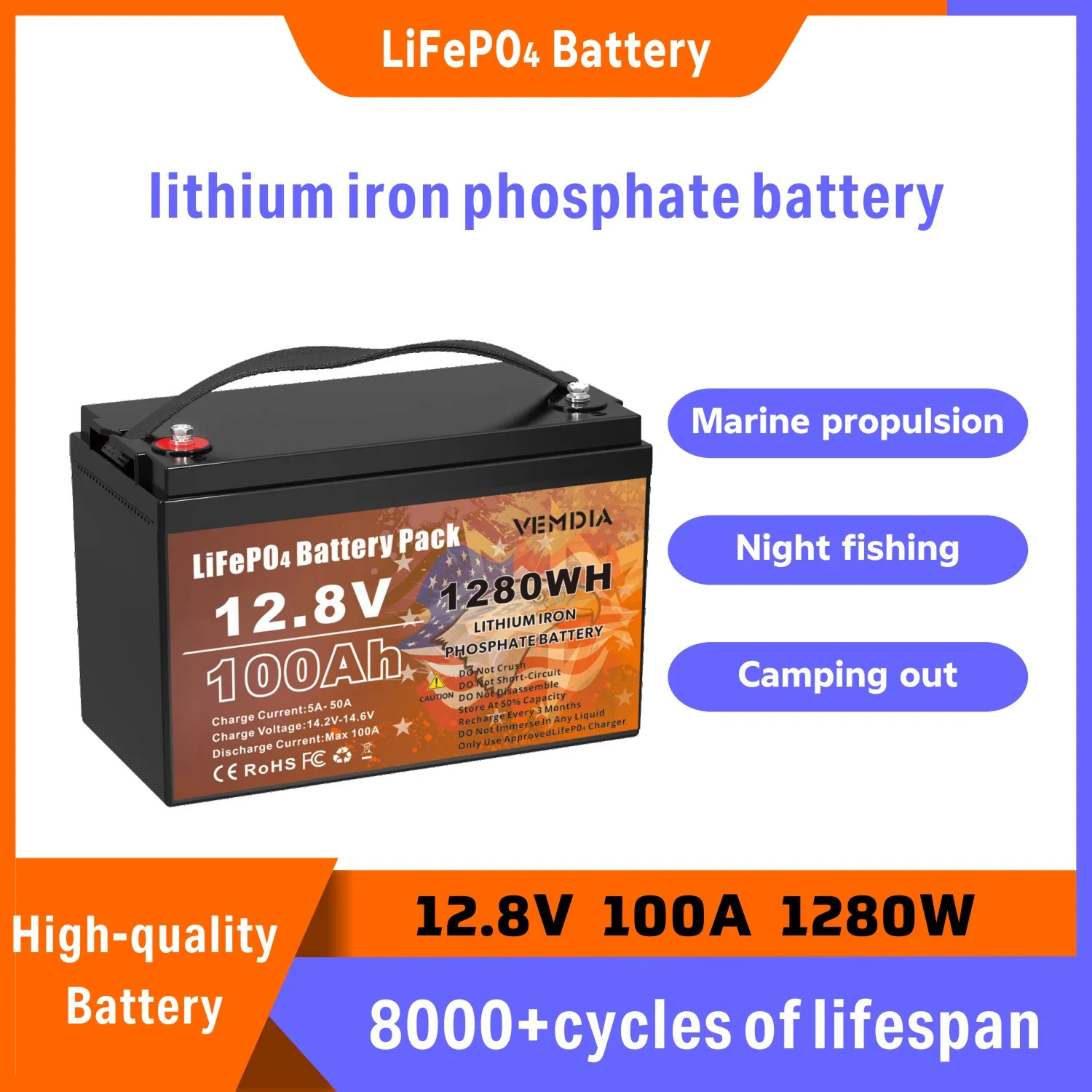 Vemdia 12V 100AH Li…