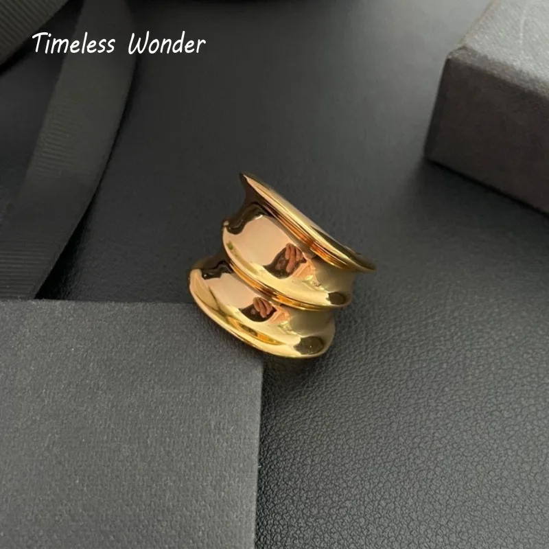 Timeless Wonder Fancy Geo Hammered Cocktail Rings for Women Designer Jewelry Goth Top Party Ins Trendy Gift Rare Luxury 6443