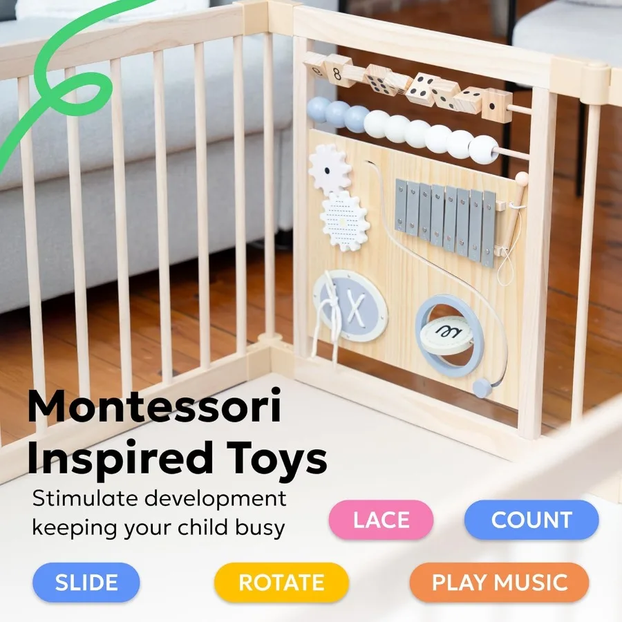 روضة أطفال خشبية - روضة أطفال خشبية مقاس 50 × 50 مع ألعاب مونتيسوري لتحفيز وتنمية حسية - بوابة أطفال خشبية لـ Pla #4
