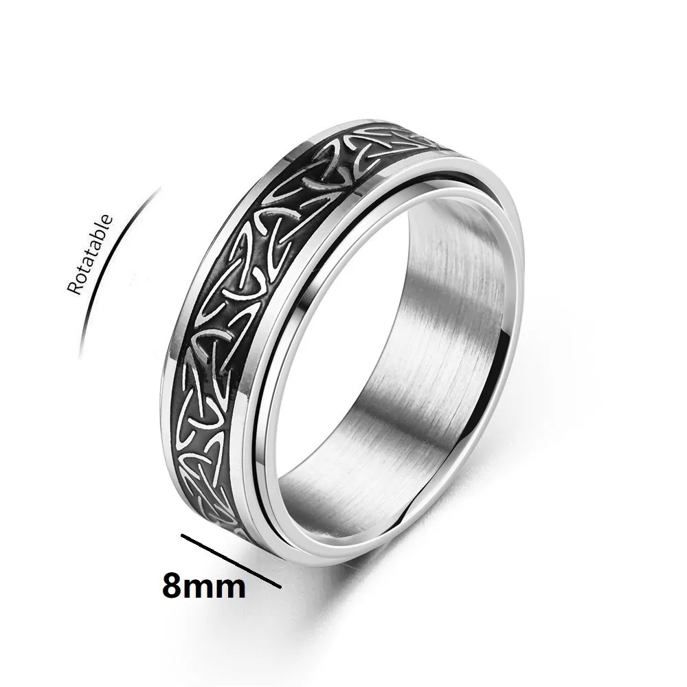 Viking Keltischer Knoten Rune Ringe Für Männer Rotierenden Edelstahl Anti Stress Angst Relife Spinning Ring Anillo Antiestres