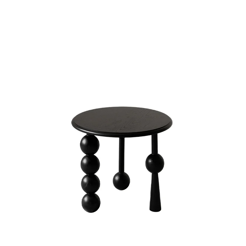 

Nordic round solid wood small coffee table household living room small table sofa side few medieval retro light luxury