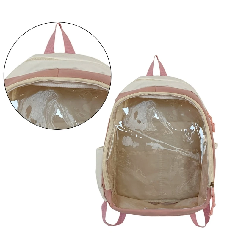 Mochila com tema boneca transparente exclusiva, alças confortáveis ​​de PVC para uso diário