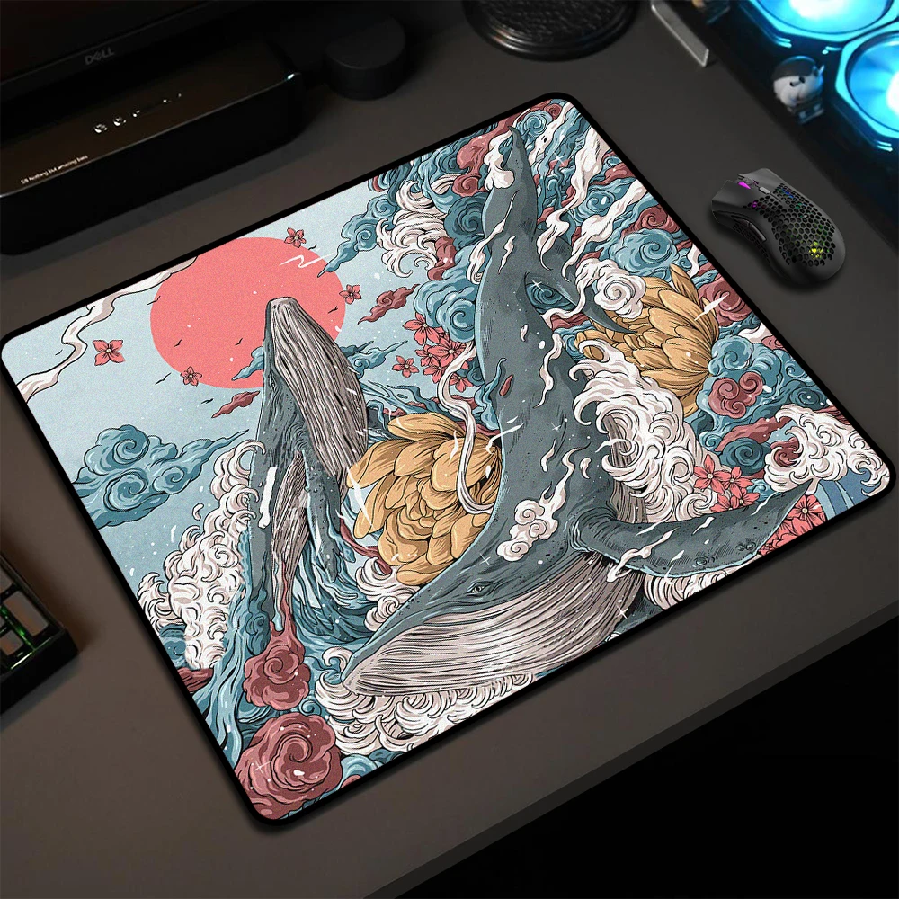 Ultrafine Surface Waterproof Gaming Mouse Pad Whale Locking Edge E-Sports Mousepad Gamer Desktop Decoration Non-Slip Desk Mat