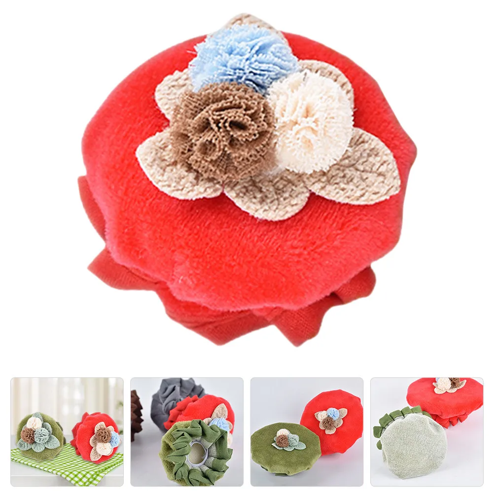 

Fabric Flower Door Knob Cover Decorative Elastic Round Cabinet Drawer Knob Protector Protective Cover Safe Reusable