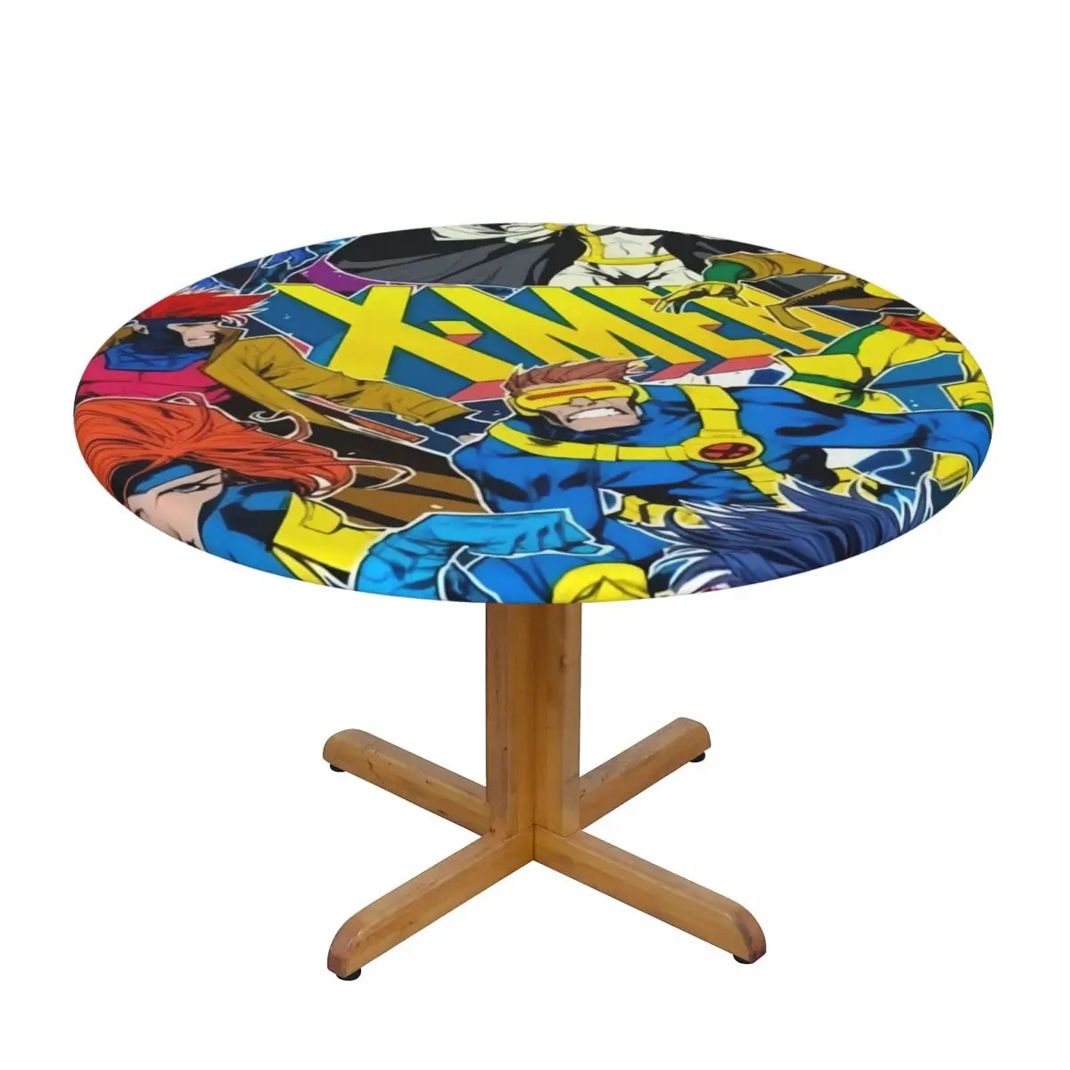 Custom Round Oilproof Disney X-Men Marvel Film Table Cover Elastic Table Cloth Backing Edge Tablecloth for Dining