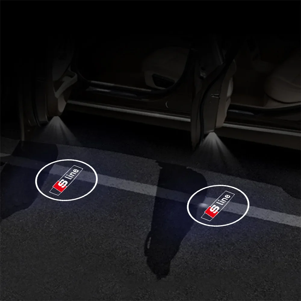 2pcs Car Wireless Welcome Light Laser Projector Lamps Auto Decoration Accessories For Audi A1 A3 8P A4 B7 B8 A5 A6 C5 C6 SLINE R