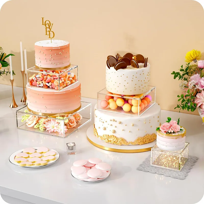 

Acrylic Cake Stand Round/square/hexagonal Acrylic Dessert Display Holders Dessert Bakery Stand Risers Display Centerpiece For