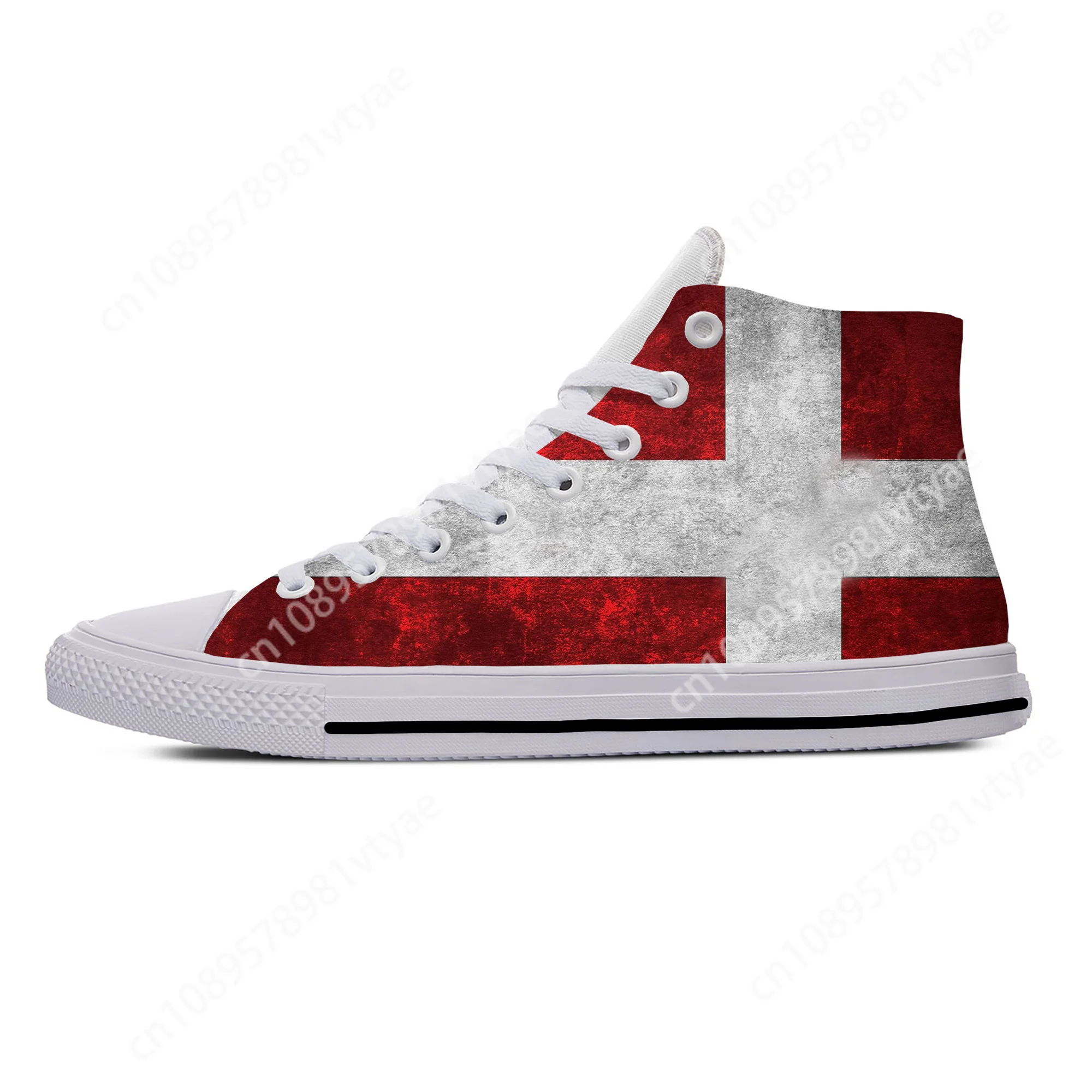 

Hot Denmark Danish Kingdom Flag Patriotic Fashion Board Shoe High Top Lightweight Mens Womens Sneakers Breathable Casual Shoes