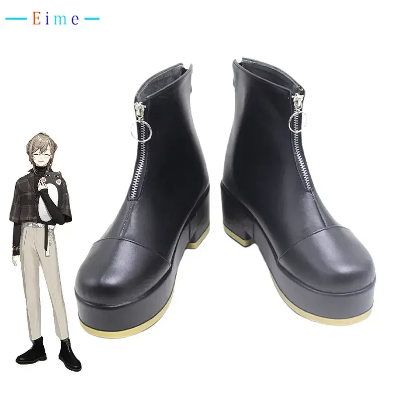 Vtuber Kanae Cosplay Shoes Anime Accessories Cosplay Black Boots Halloween Carnival Props PU Leather Shoes Custom Made