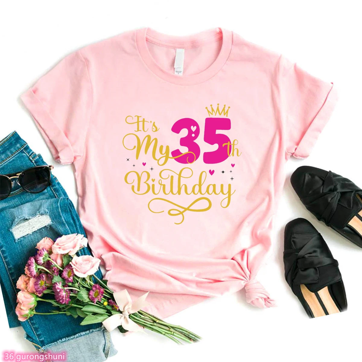 Camiseta de Feliz Aniversário Feminina, É Meu 40 ° Aniversário, Camiseta de 40 Anos, Moda Camiseta para Festa de 14-60 ° Aniversário