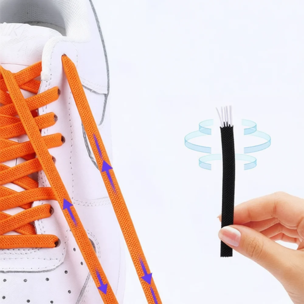Lace Replacement Flat - Modne płaskie elastyczne sznurowadła z metalowym