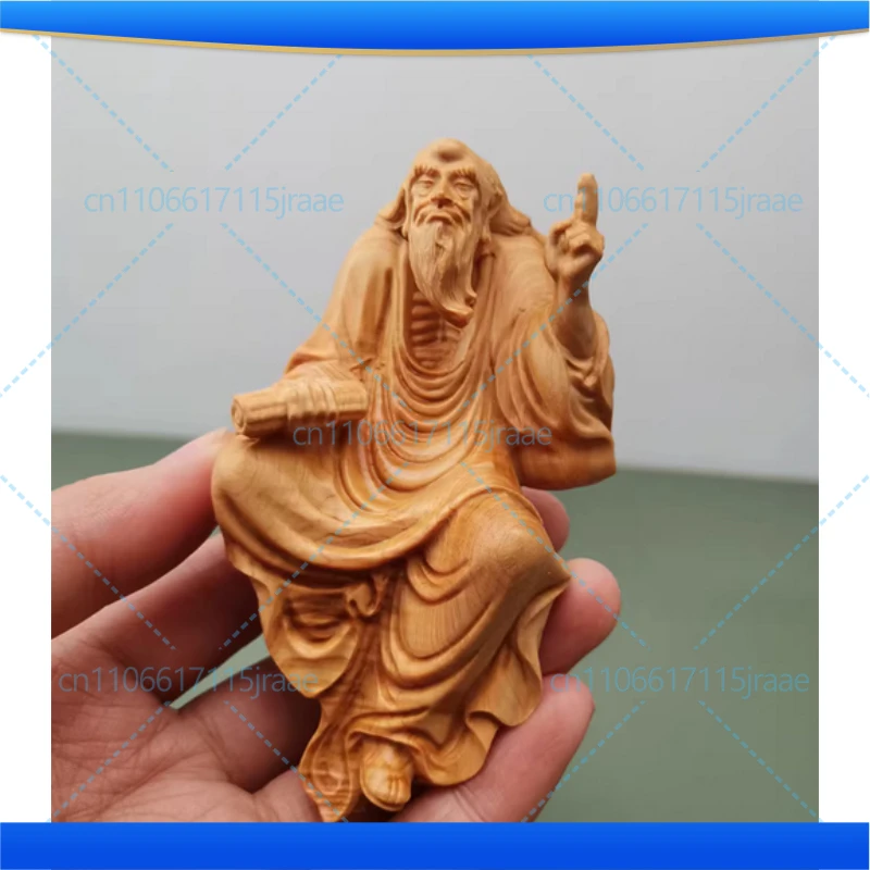 wood carving Antique Style Laozi Statue ，Chinese Philosopher Scholar's Study Ornament Home Room Office  Lao Tzu Statue