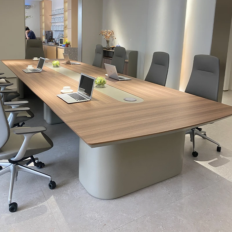 Modern Large Conference Table Wooden Meeting Table For 10 12 14 16 Person Office Boardroom Desk With Cable Management