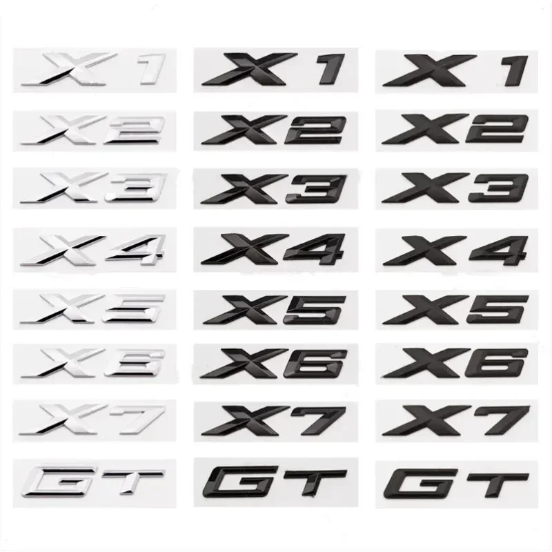 

3D ABS chrome black car trunk letter sticker BMW X1 X2 X3 X4 X5 X6 X7 GT dedicated logo badge car letter design accessories