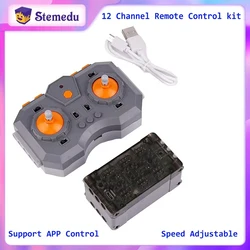 12 Channel Remote Control Rechargeable Lithium Battery Box Kit APP Control Speed Adjustable Powered Module MOC Building Blocks