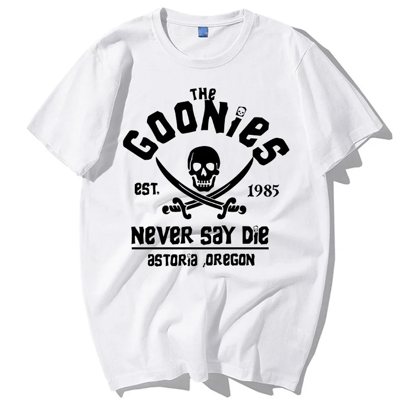 Cool Skull The Goonies Est.1995 Never Say Die Astoria Oregon Print T-shirts For Women Summer Fashion Casual Short Sleeve Round