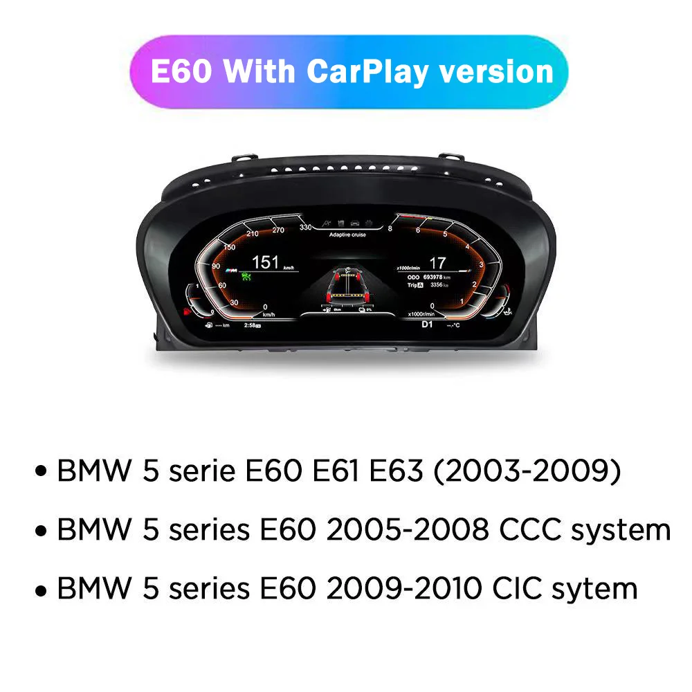 Digitale snelheidsmeter cluster dashboard voor BMW 5 Serie E60 E61 E63 E64 525D 2003-09 CCC CIC Auto LCD paneel virtuele cockpit