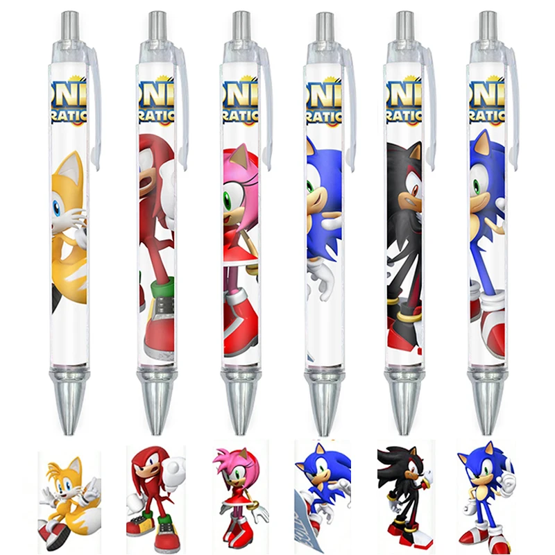 Sonic ball-point pen Black Ink 0.5mm Quick-drying pen Gel Pen Cartoon Student School Supplies Stationery Pens Children's Gift