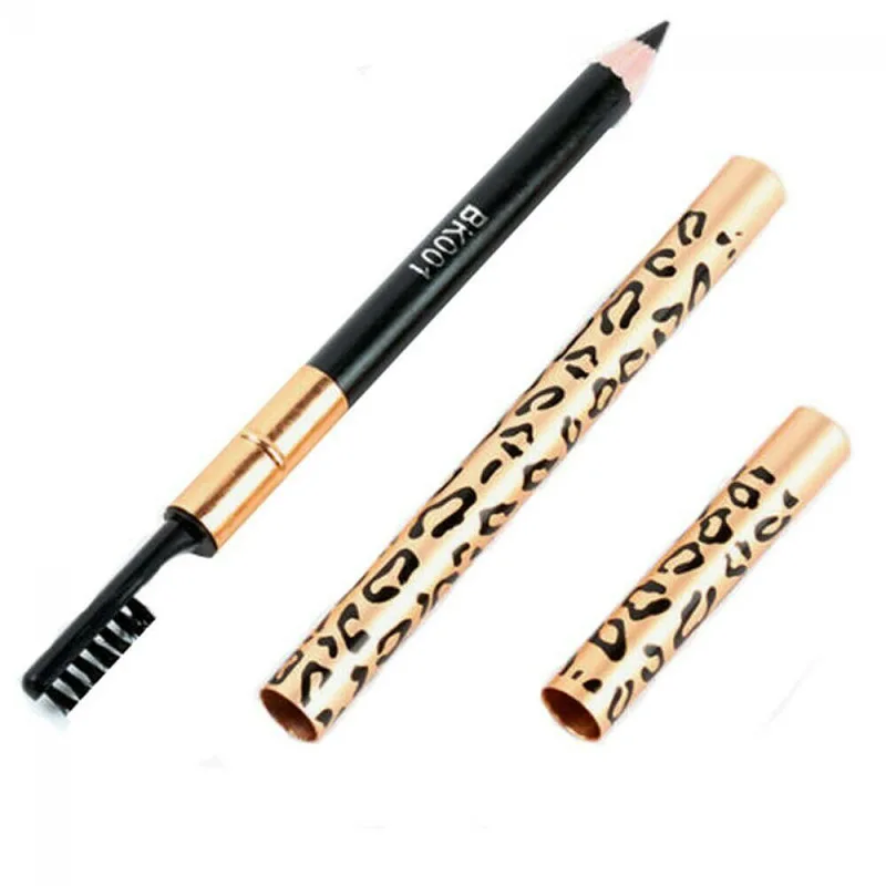 5 Colors Leopard Eyebrow Pencil Double Head With Brush Waterproof Sweatproof Eyebrow Pencil Woman Ladies Girls Eyebrow Pencil