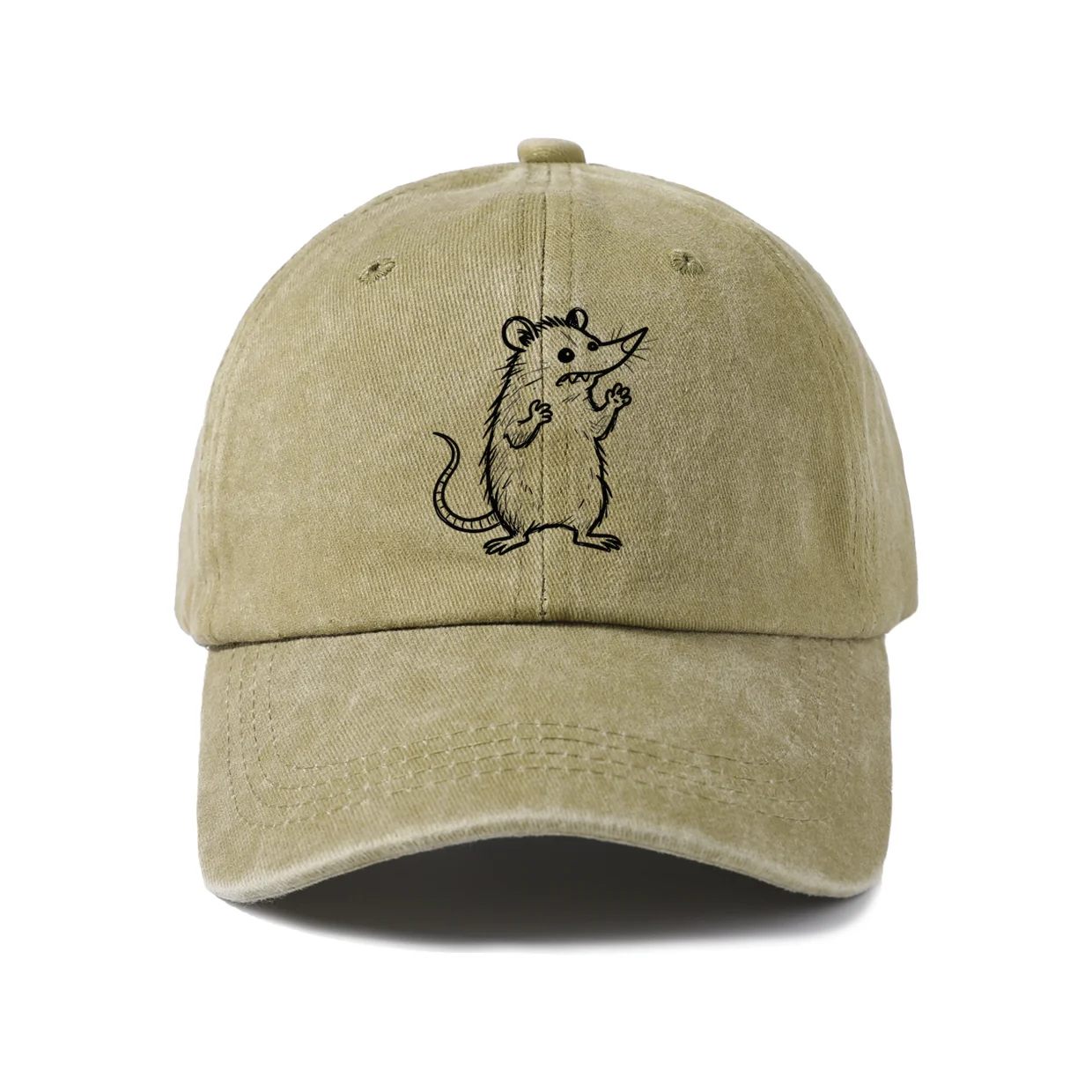 Playful Cat Line Art Graphic Baseball Cap, Vintage Washed Adjustable Unisex Dad Hat, Streetwear Gift