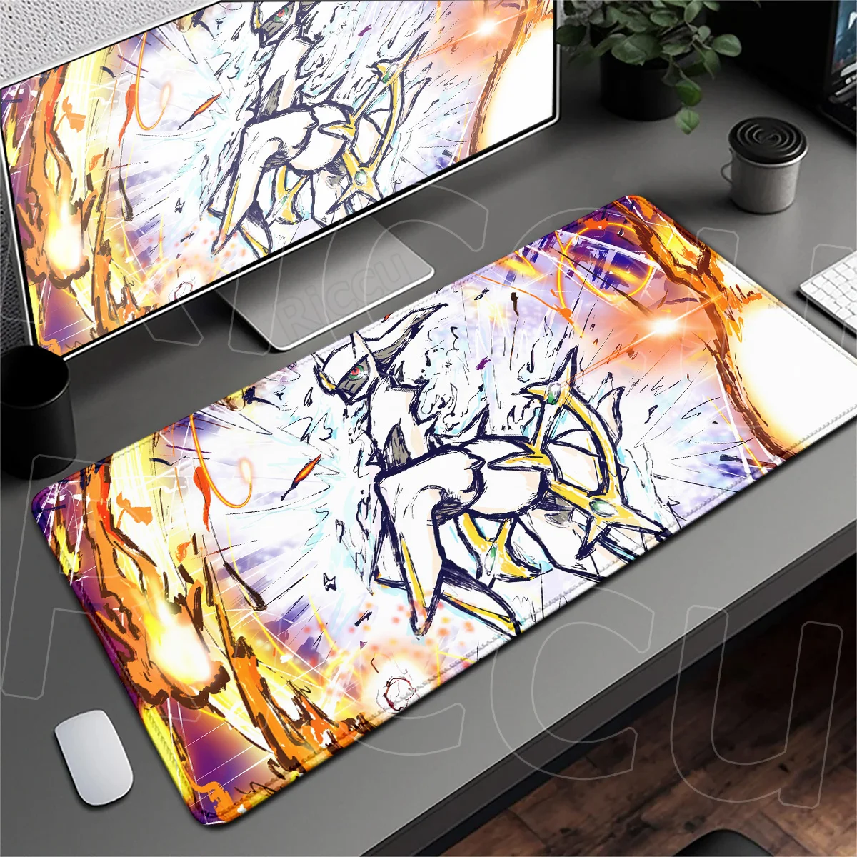 HD Printing Office Desktop Mousepads Large Natural Rubber Mauspad XXL Japan Hot Anime Pokemon Arceus Creator God Extended Carpet