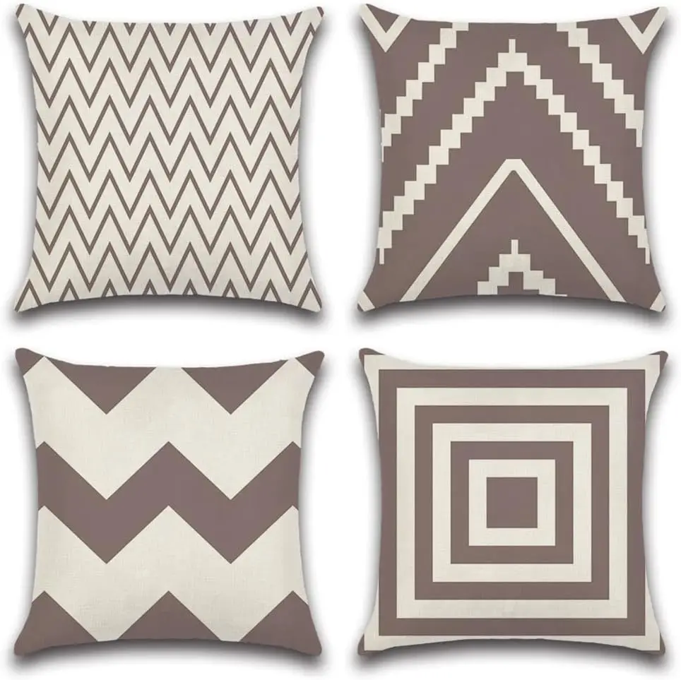 Light Brown Geometric Wave Cushion Cover Pillow Case for Sofa Home Living Room Bedroom Decoration