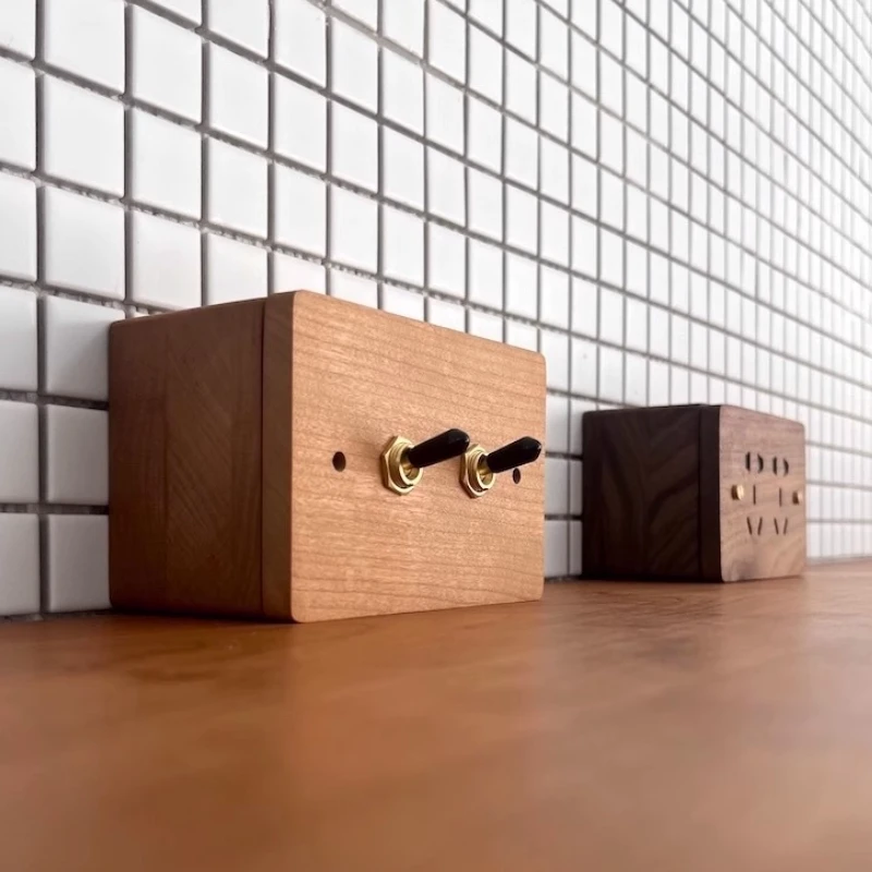 Surface Mounted Electrical Junction Box Solid Wood Outlet Wiring Box 86 / 118 Type Wall Switch Box Premium Line Home Decoration