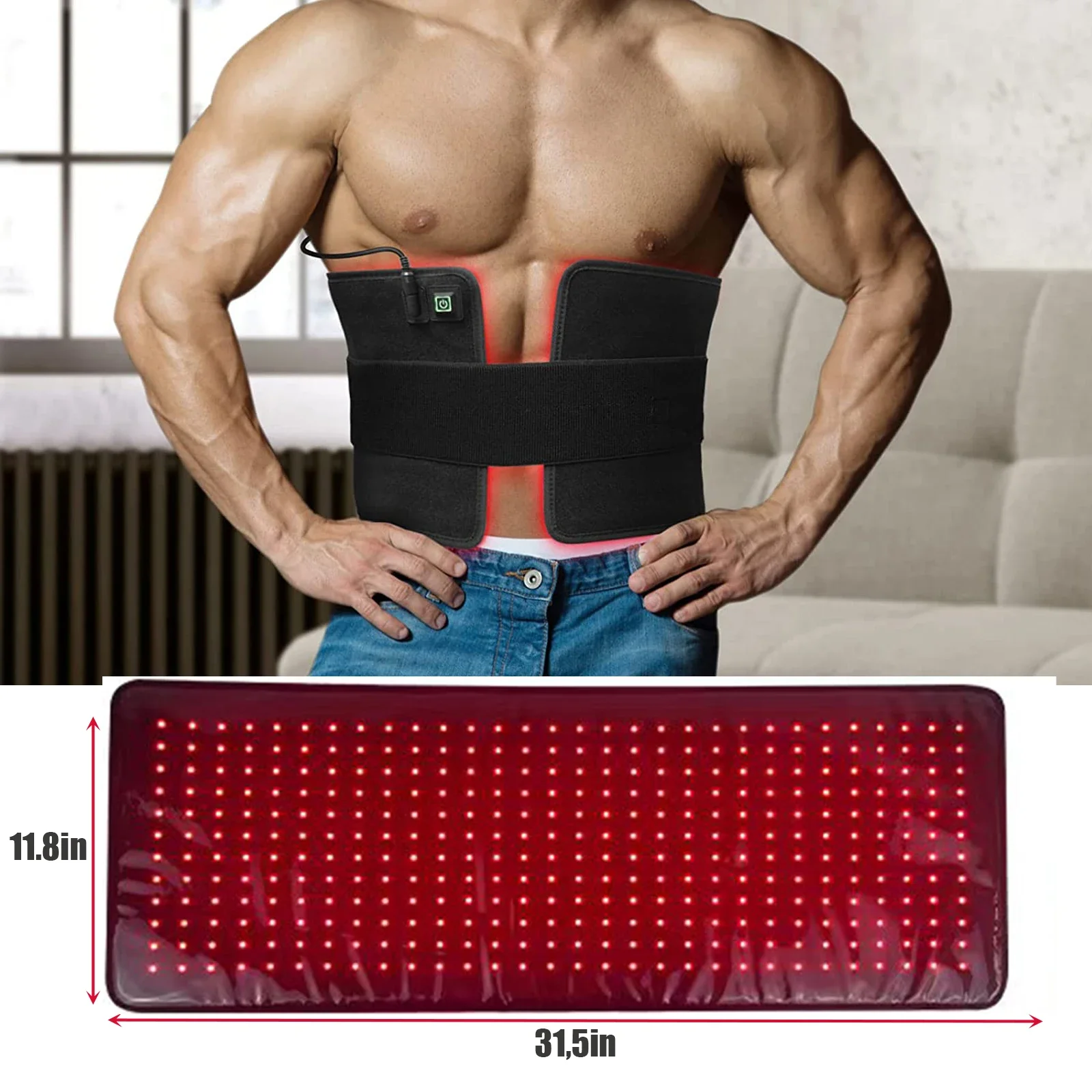 

Flexible Red Light Therapy Mat Hands Free Body Wrap with Controller 5 Levels Brightness for Muscle Relaxation Leg Abdomen